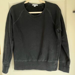 James Perse Black Scoop-Neck Crew Sweatshirt